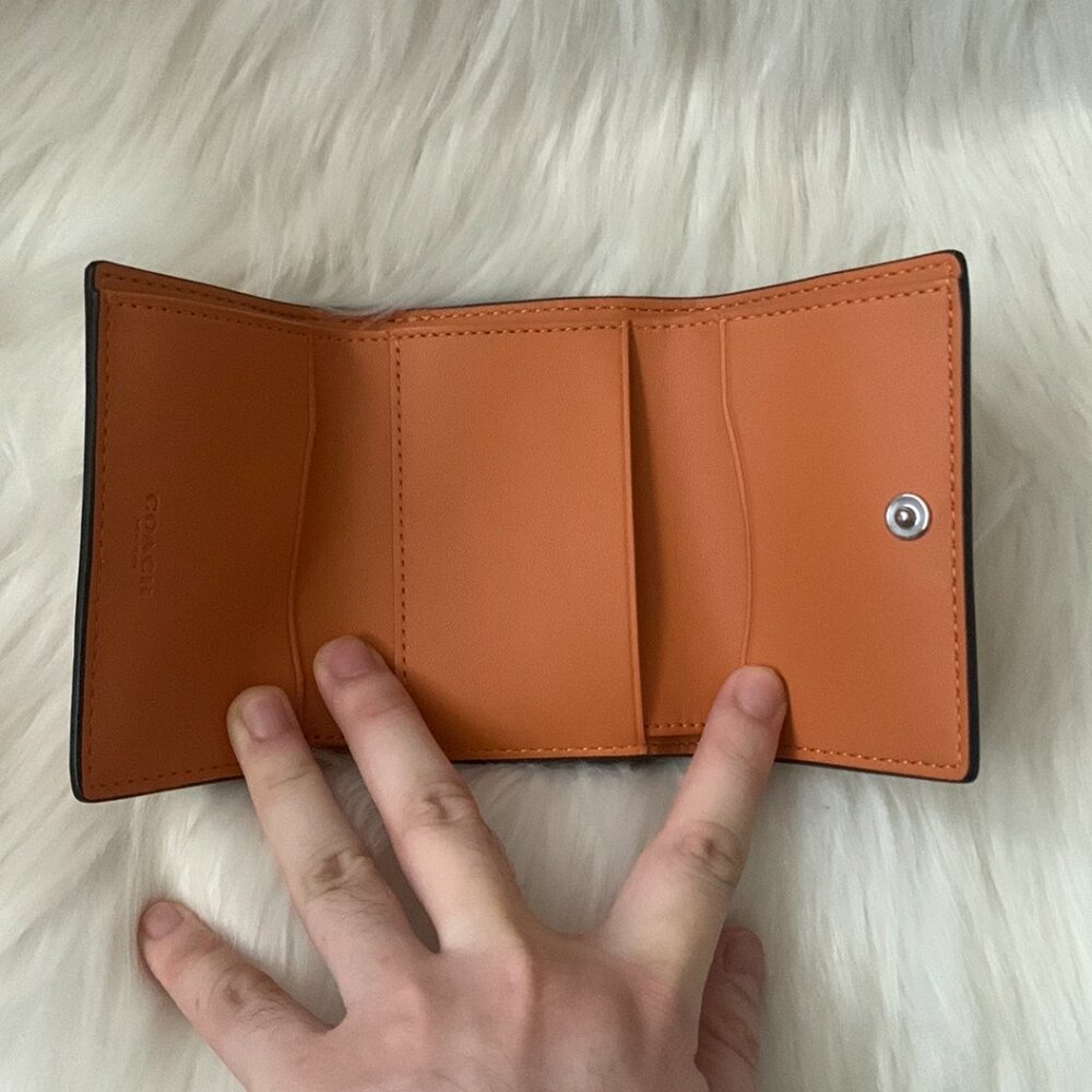 COACH Smooth Croc Embossed Leather Micro Wallet in Washed Orange - Picture 4 of 4
